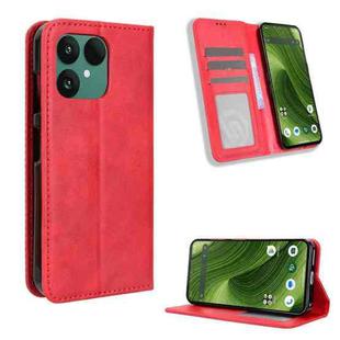 For Fairphone 6 Magnetic Buckle Retro Texture Leather Phone Case(Red)