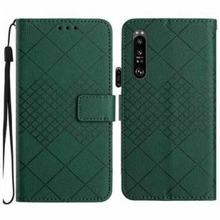 For Sony Xperia 1 III Rhombic Grid Texture Leather Phone Case(Green)