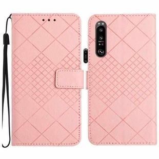 For Sony Xperia 1 III Rhombic Grid Texture Leather Phone Case(Pink)