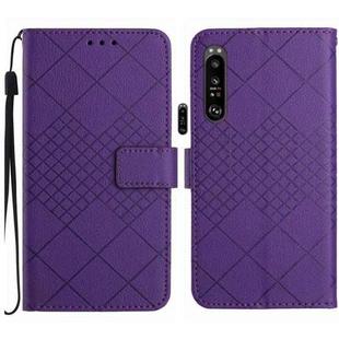 For Sony Xperia 1 V Rhombic Grid Texture Leather Phone Case(Purple)