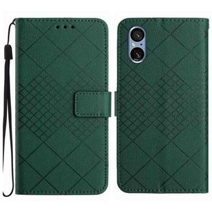 For Sony Xperia 5 V Rhombic Grid Texture Leather Phone Case(Green)