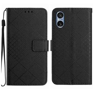 For Sony Xperia 5 V Rhombic Grid Texture Leather Phone Case(Black)