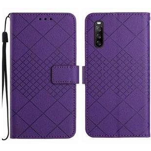 For Sony Xperia 10 III / 10 III Lite Rhombic Grid Texture Leather Phone Case(Purple)