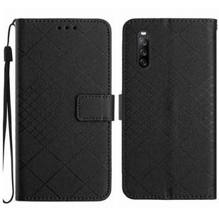 For Sony Xperia 10 III / 10 III Lite Rhombic Grid Texture Leather Phone Case(Black)