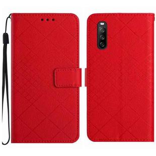 For Sony Xperia 10 IV Rhombic Grid Texture Leather Phone Case(Red)