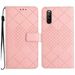 For Sony Xperia 10 IV Rhombic Grid Texture Leather Phone Case(Pink)