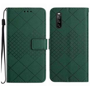 For Sony Xperia 10 VI Rhombic Grid Texture Leather Phone Case(Green)