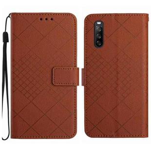 For Sony Xperia 10 VI Rhombic Grid Texture Leather Phone Case(Brown)