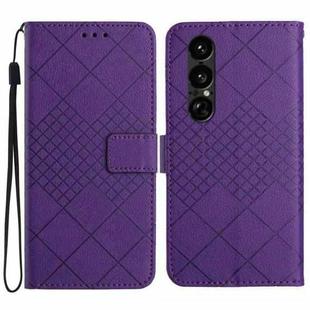 For Sony Xperia 1 VII Rhombic Grid Texture Leather Phone Case(Purple)