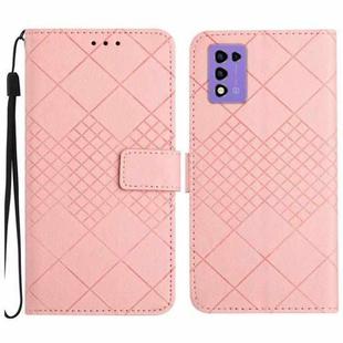 For ZTE Libero 5G II A103ZT JP Rhombic Grid Texture Leather Phone Case(Pink)