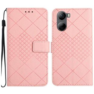 For ZTE Libero 5G IV Rhombic Grid Texture Leather Phone Case(Pink)
