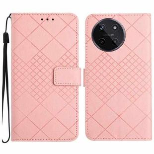 For Realme 11 4G Global Rhombic Grid Texture Leather Phone Case(Pink)