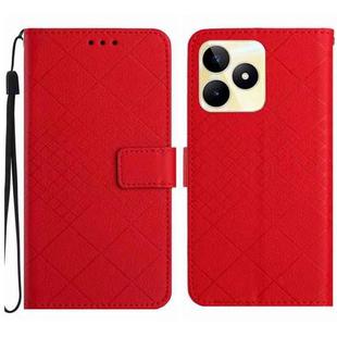 For Realme C53 / C51 / Narzo N53 Rhombic Grid Texture Leather Phone Case(Red)
