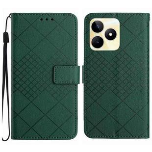 For Realme C53 / C51 / Narzo N53 Rhombic Grid Texture Leather Phone Case(Green)