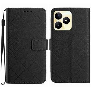 For Realme C53 / C51 / Narzo N53 Rhombic Grid Texture Leather Phone Case(Black)