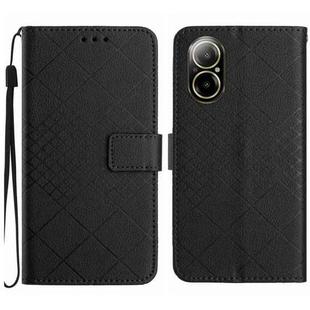 For Realme C67 4G Rhombic Grid Texture Leather Phone Case(Black)