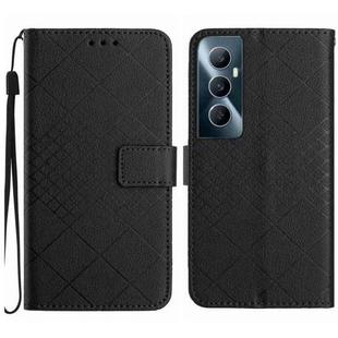 For Realme C65 4G Rhombic Grid Texture Leather Phone Case(Black)
