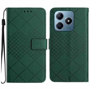 For Realme C63 4G Global/ C61 Rhombic Grid Texture Leather Phone Case(Green)