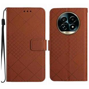 For Realme 13 Pro 5G / 13 Pro+ 5G Rhombic Grid Texture Leather Phone Case(Brown)