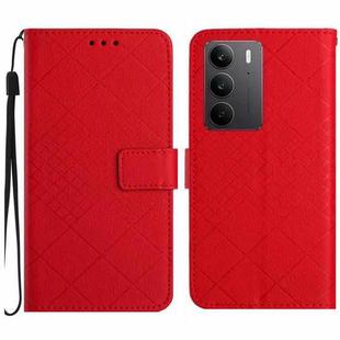 For Realme C75 4G Rhombic Grid Texture Leather Phone Case(Red)