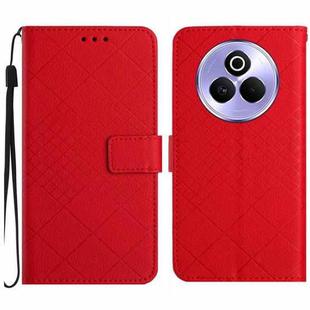For Realme P3 Pro 5G Global Rhombic Grid Texture Leather Phone Case(Red)