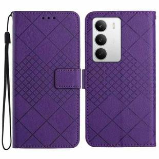 For Realme C75 5G Rhombic Grid Texture Leather Phone Case(Purple)