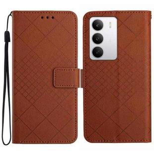 For Realme C75 5G Rhombic Grid Texture Leather Phone Case(Brown)