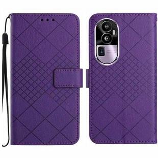 For OPPO Reno10 Pro+ Global Rhombic Grid Texture Leather Phone Case(Purple)