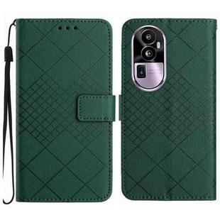 For OPPO Reno10 Pro+ Global Rhombic Grid Texture Leather Phone Case(Green)