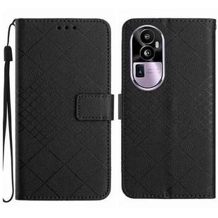 For OPPO Reno10 Pro+ Global Rhombic Grid Texture Leather Phone Case(Black)
