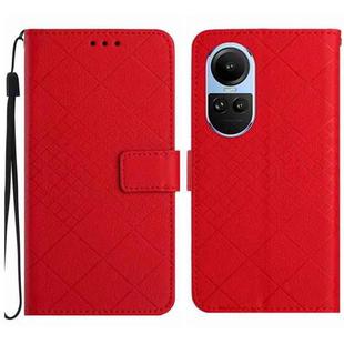 For OPPO Reno10 / Reno10 Pro Global Rhombic Grid Texture Leather Phone Case(Red)