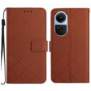 For OPPO Reno10 / Reno10 Pro Global Rhombic Grid Texture Leather Phone Case(Brown)