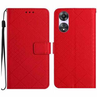 For OPPO A78 4G Rhombic Grid Texture Leather Phone Case(Red)
