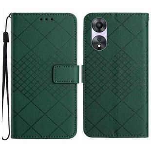For OPPO A78 4G Rhombic Grid Texture Leather Phone Case(Green)