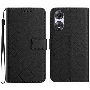 For OPPO A58 4G Rhombic Grid Texture Leather Phone Case(Black)