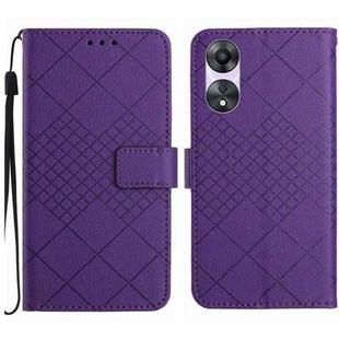 For OPPO A38 4G / A18 4G Rhombic Grid Texture Leather Phone Case(Purple)