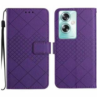 For OPPO A59 5G Rhombic Grid Texture Leather Phone Case(Purple)