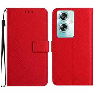 For OPPO A59 5G Rhombic Grid Texture Leather Phone Case(Red)