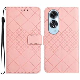 For OPPO A60 4G Rhombic Grid Texture Leather Phone Case(Pink)