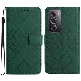 For OPPO Reno12 Pro 5G Global Rhombic Grid Texture Leather Phone Case(Green)