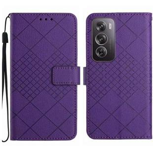 For OPPO Reno12 5G Global Rhombic Grid Texture Leather Phone Case(Purple)