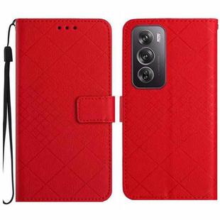 For OPPO Reno12 5G Global Rhombic Grid Texture Leather Phone Case(Red)