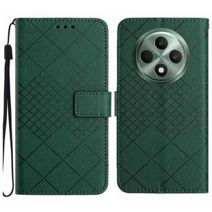 For OPPO Reno12 F 5G Global Rhombic Grid Texture Leather Phone Case(Green)