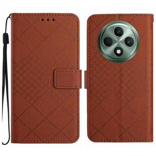 For OPPO Reno12 F 5G Global Rhombic Grid Texture Leather Phone Case(Brown)