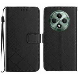 For OPPO Reno12 F 5G Global Rhombic Grid Texture Leather Phone Case(Black)