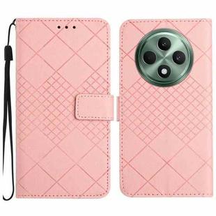 For OPPO Reno12 F 5G Global Rhombic Grid Texture Leather Phone Case(Pink)