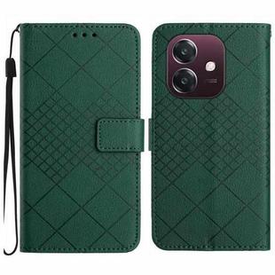 For OPPO A3 4G Global / 5G Global Rhombic Grid Texture Leather Phone Case(Green)