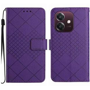 For OPPO A3x India Rhombic Grid Texture Leather Phone Case(Purple)