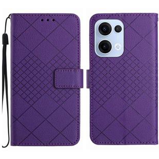 For OPPO Reno13 5G Global Rhombic Grid Texture Leather Phone Case(Purple)