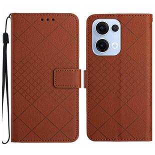 For OPPO Reno13 5G Global Rhombic Grid Texture Leather Phone Case(Brown)